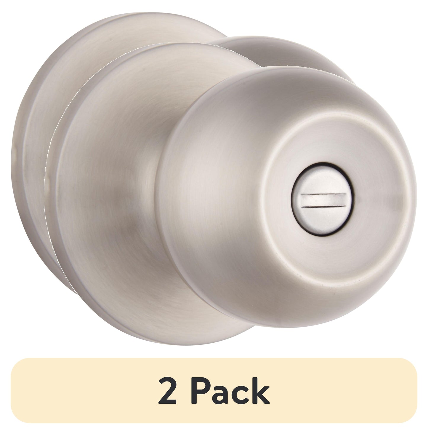 (2 pack) Brinks Interior Locking Privacy Classic Ball Style Doorknob, Satin Nickel Finish