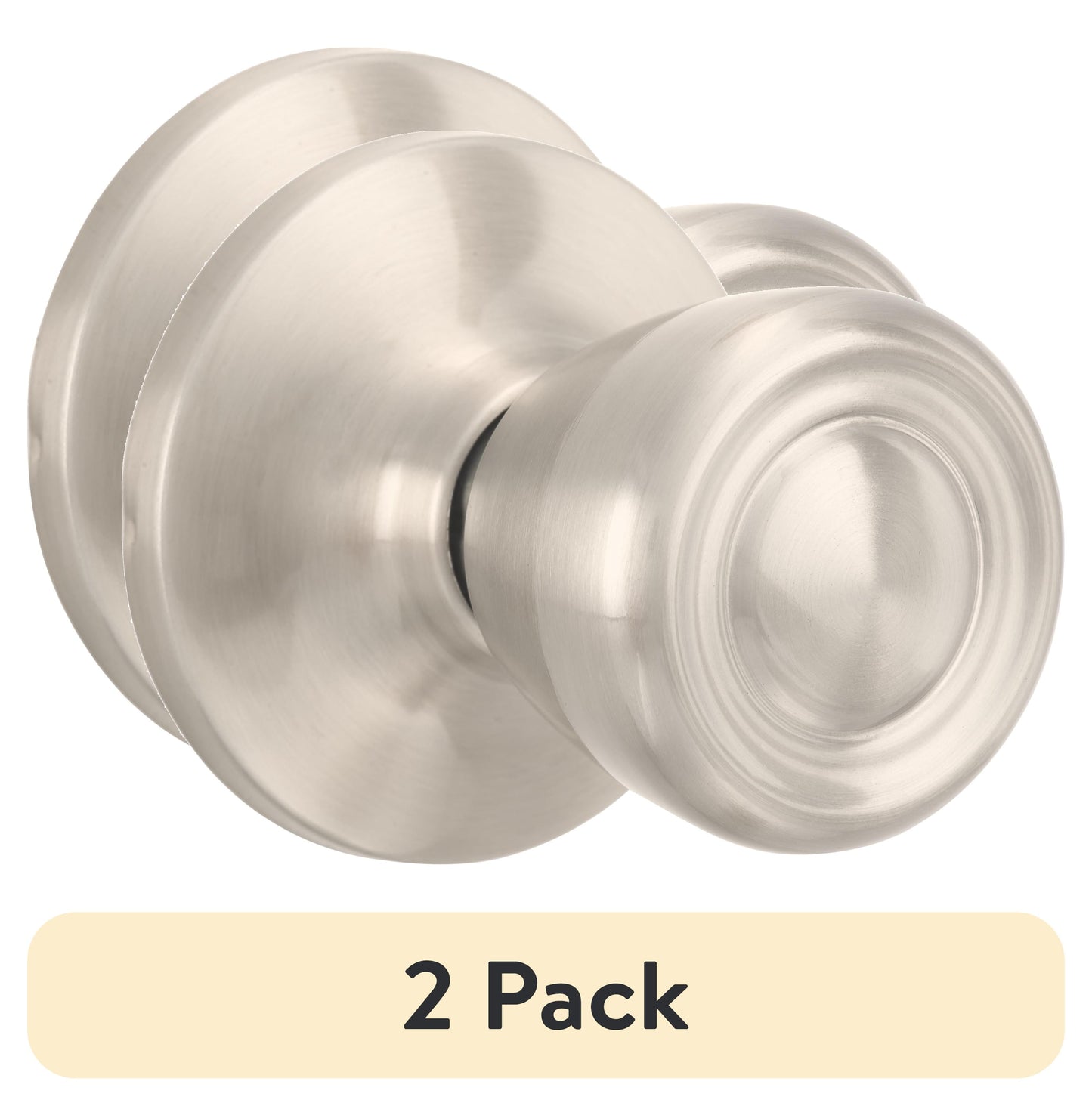 (2 pack) Brinks Non-Locking Passage Tulip Style Doorknob, Satin Nickel Finish