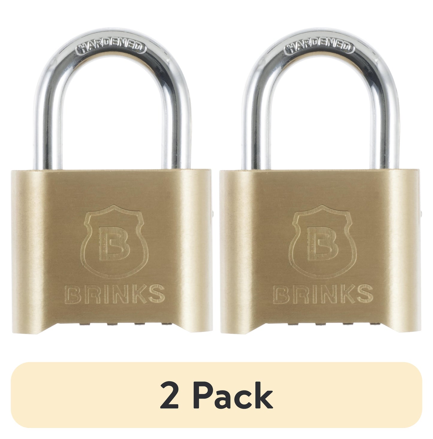 (2 pack) Brinks Solid Brass 50mm Resettable Combination Padlock with 1in Shackle