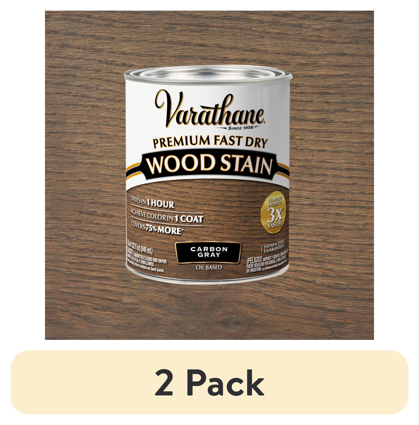 (2 pack) Carbon Gray, Varathane Premium Fast Dry Wood Stain-304559, Quart
