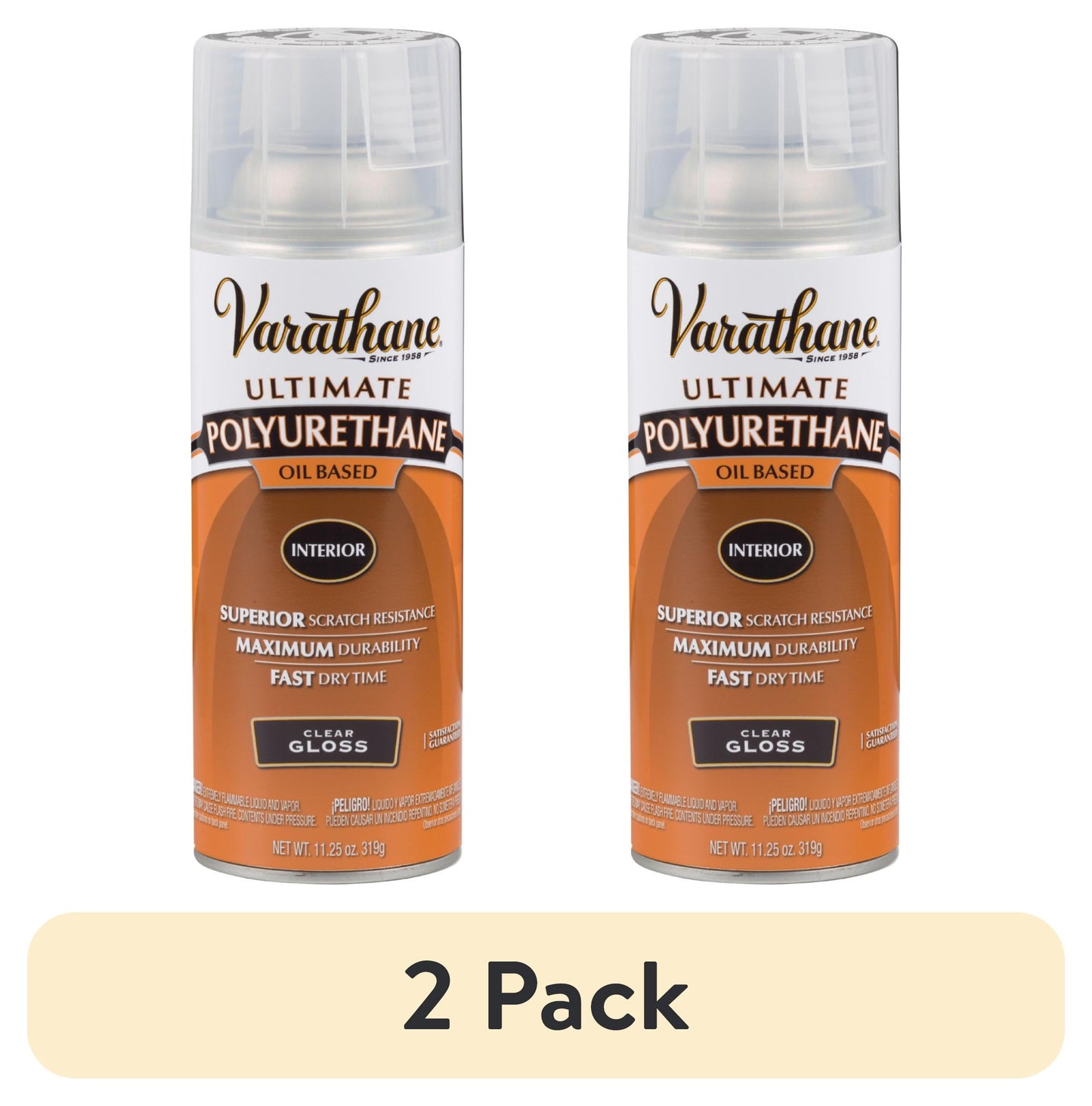 (2 pack) Clear, Varathane Ultimate Polyurethane Oil-Based Gloss Spray-9081, 11.25 oz