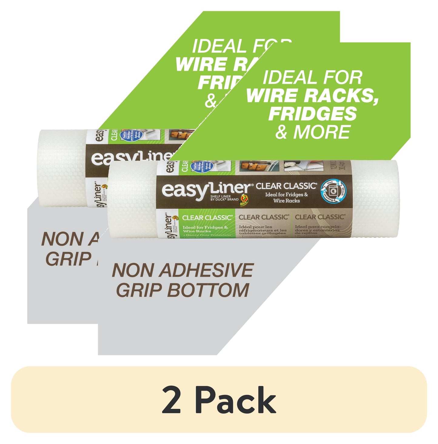 (2 pack) Clear Classic EasyLiner Shelf Liner, Clear 12" x 20' Roll