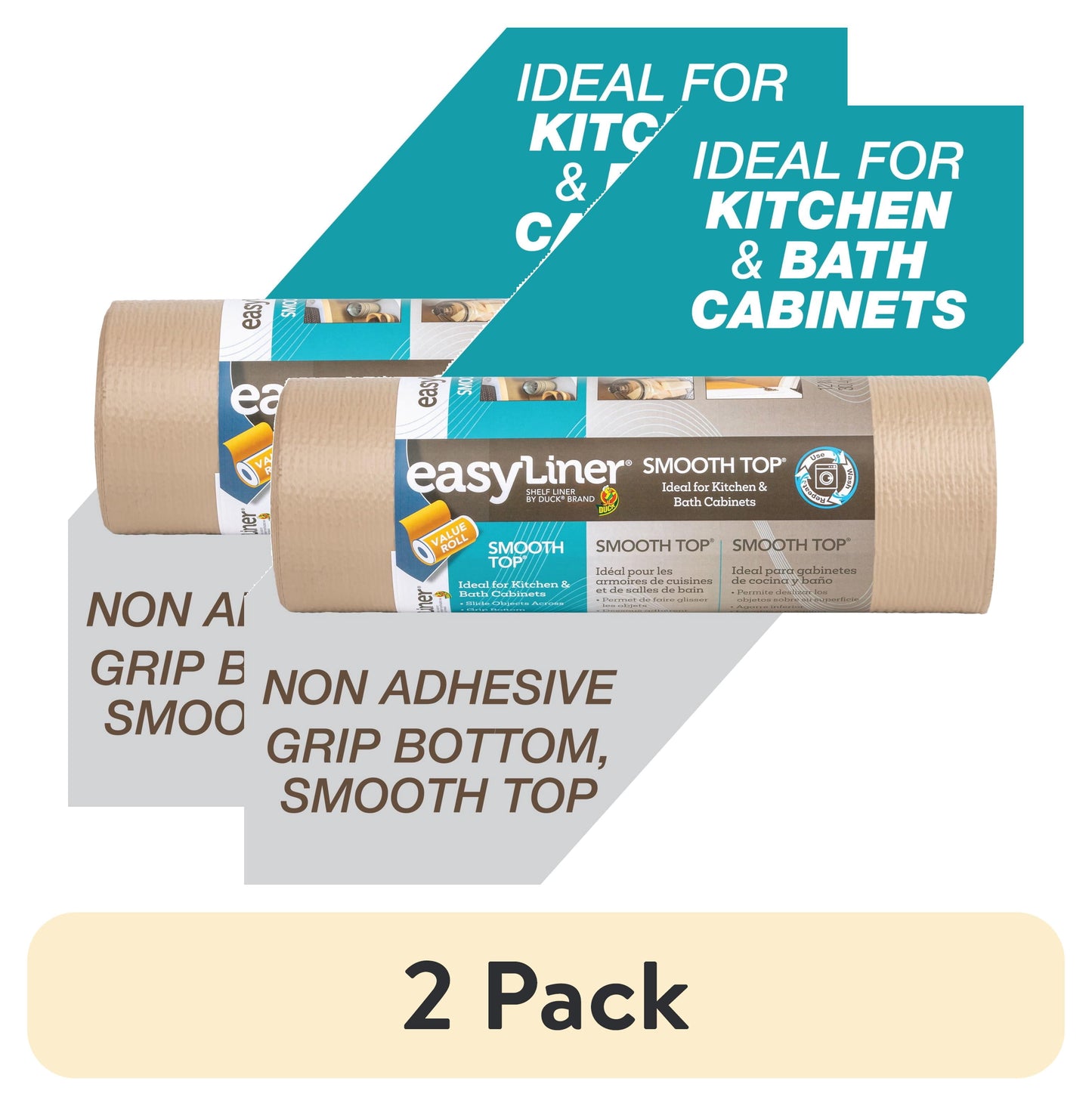 (2 pack) Smooth Top EasyLiner Shelf Liner, Taupe 12" x 30' 1 Rolls