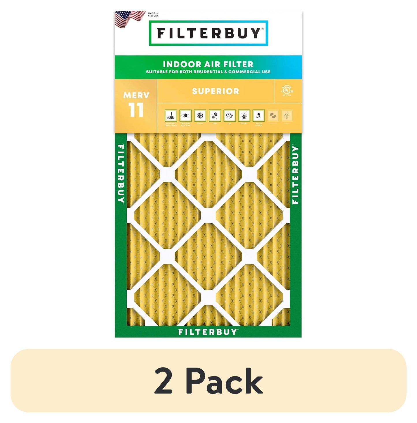 (Paquete de 2) Filterbuy 14x30x1 MERV 11 Defensa contra Alérgenos, Filtros de Aire Plisados para Horno HVAC AC (Paquete de 1)