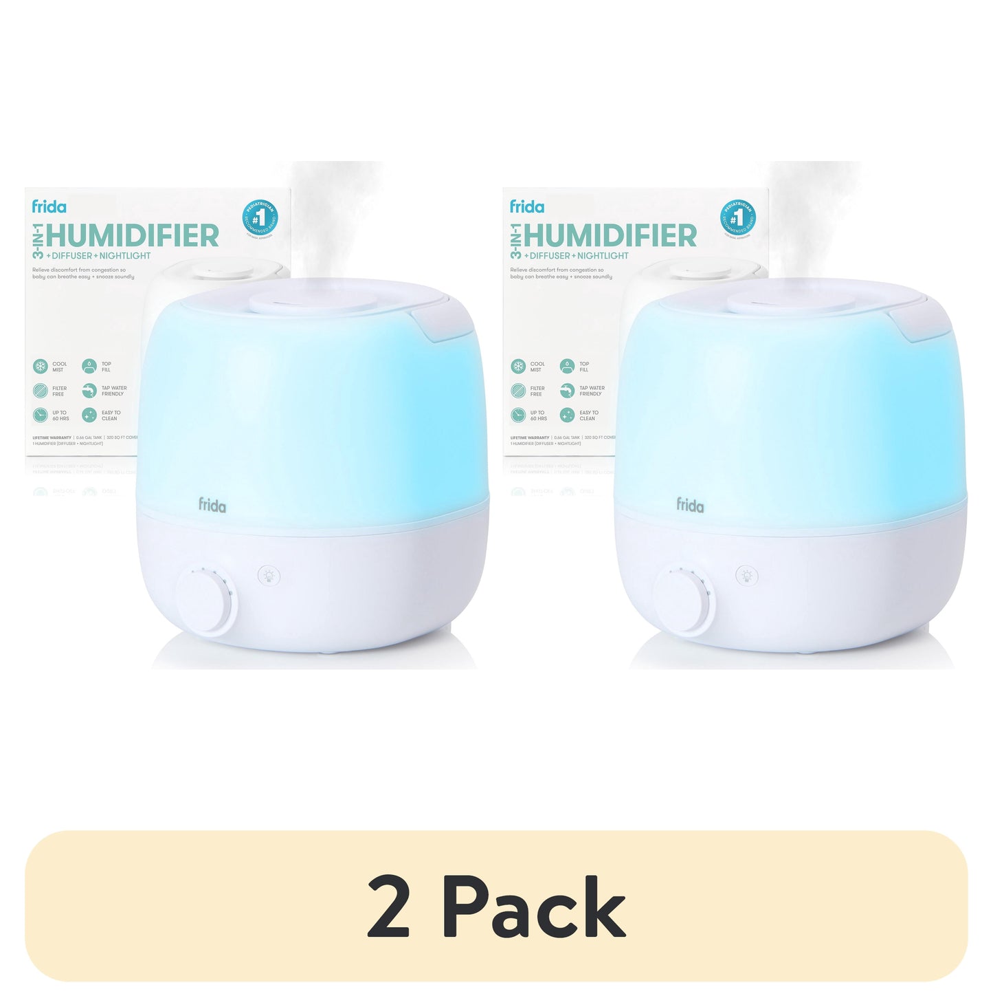 (2 pack) 3-in-1 Humidifier, ​ Diffuser, + Nightlight 2.0​