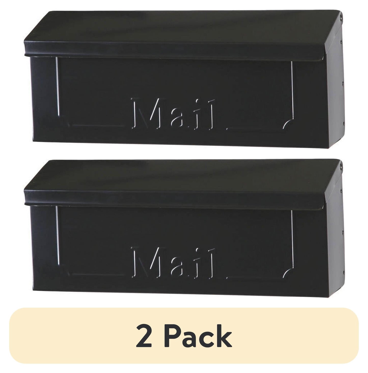 (2 pack) Gibraltar Mailboxes Townhouse Small, Steel, Wall Mount Mailbox, Black, THHB0001