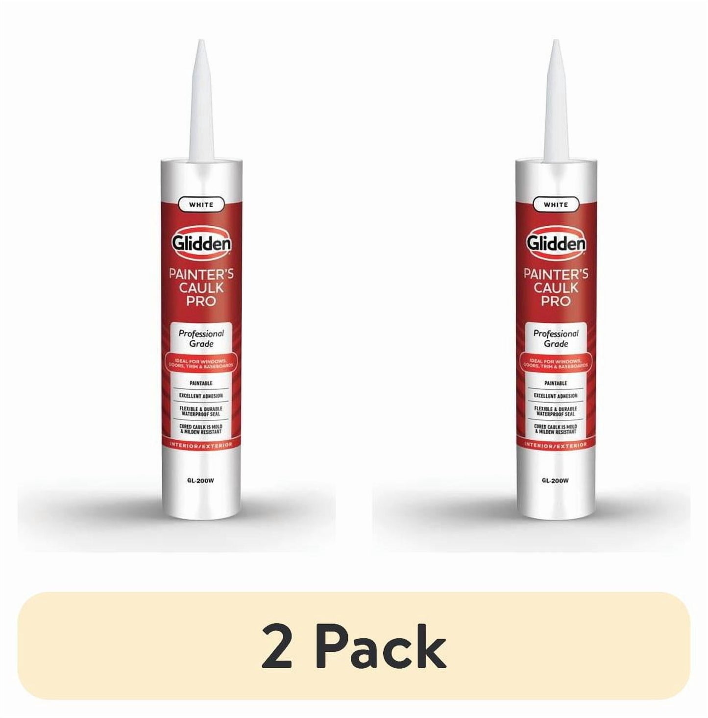 (2 pack) Glidden Painter's Caulk Pro 10.1 Fl. Oz. Multi-Purpose Acrylic Caulk, White