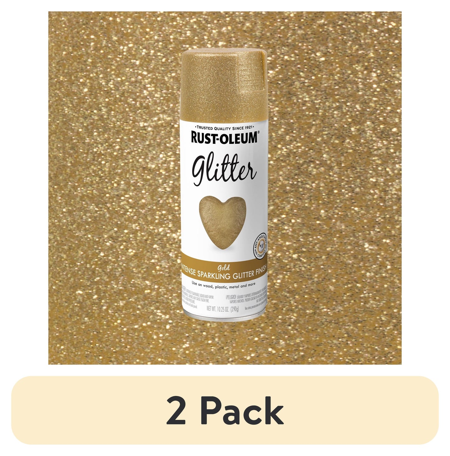 (2 pack) Gold, Rust-Oleum Glitter Spray Paint-301495, 10.25 oz