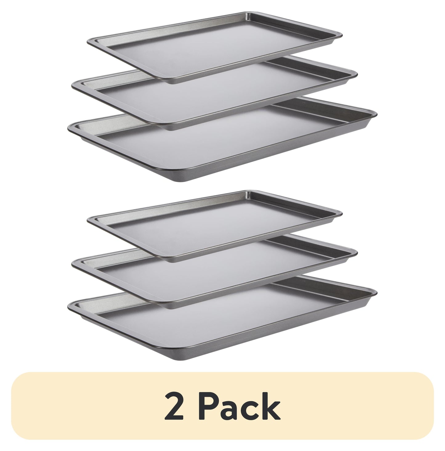(2 pack) GoodCook PRO Nonstick Steel Baking Sheet Set, 3pc, Sizes 17x11 15x10 9x13, Gray