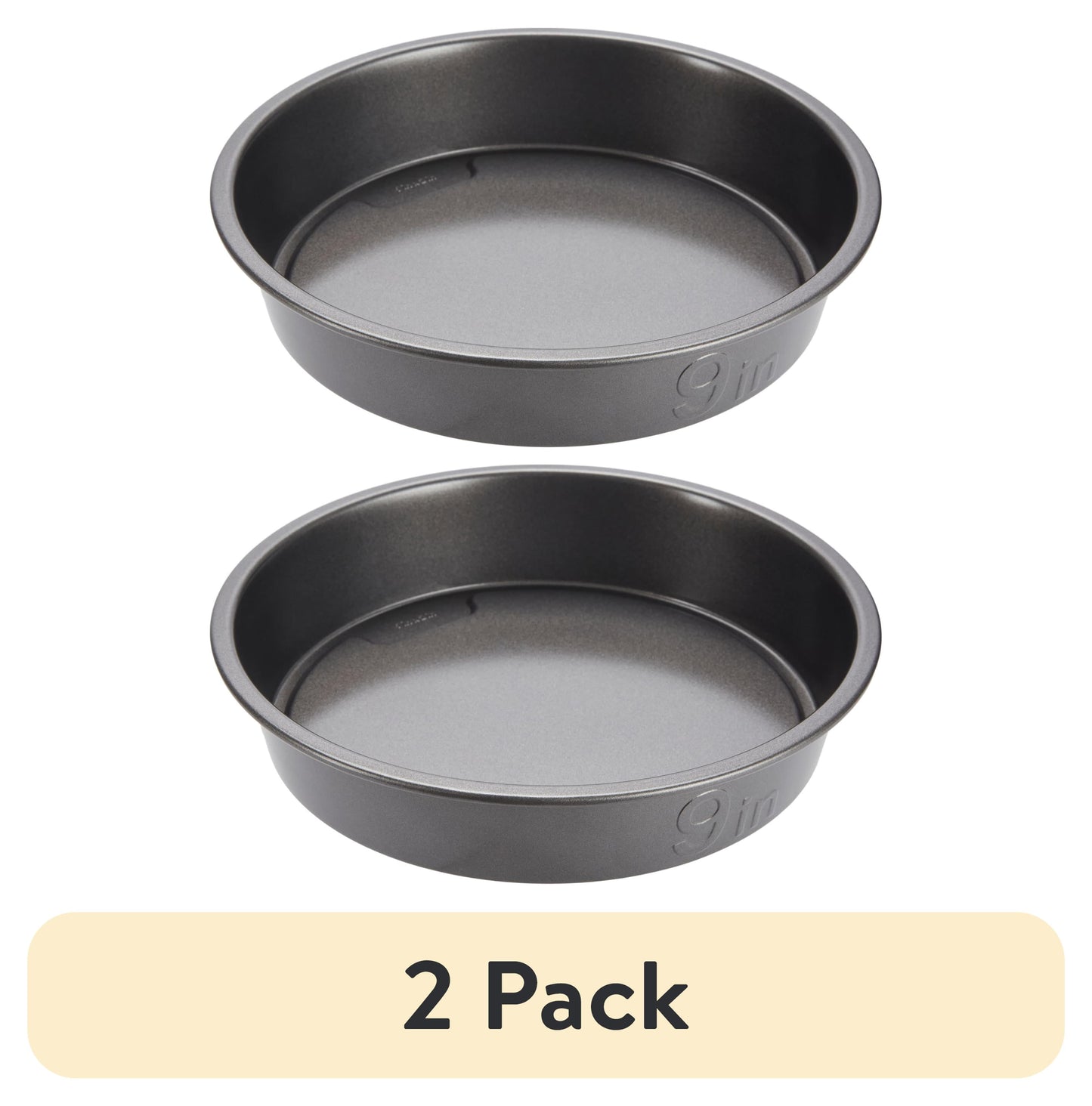 (2 pack) GoodCook PRO Nonstick Steel Round Cake Pan, 9", Gray