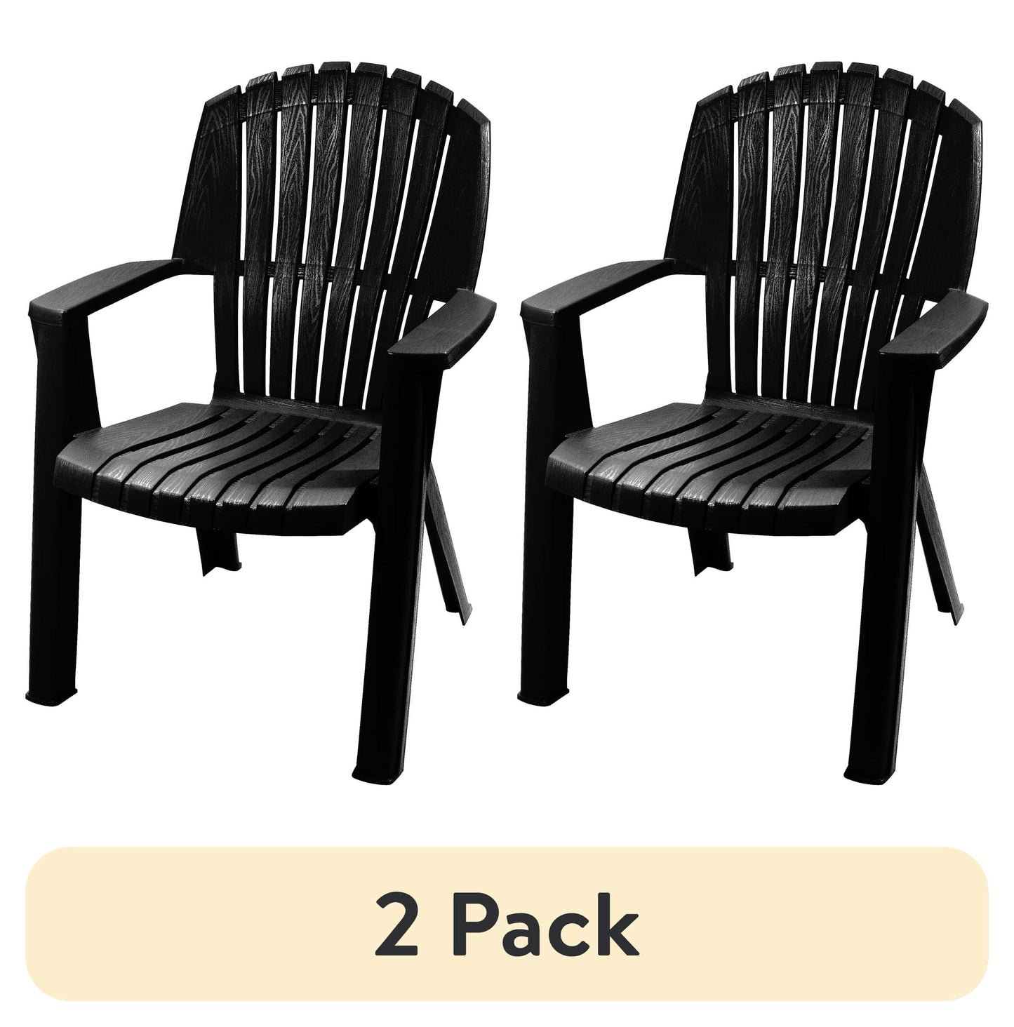 (2 pack) Gracious Living Outdoor Cape Cod Adirondack Chair Cool Black
