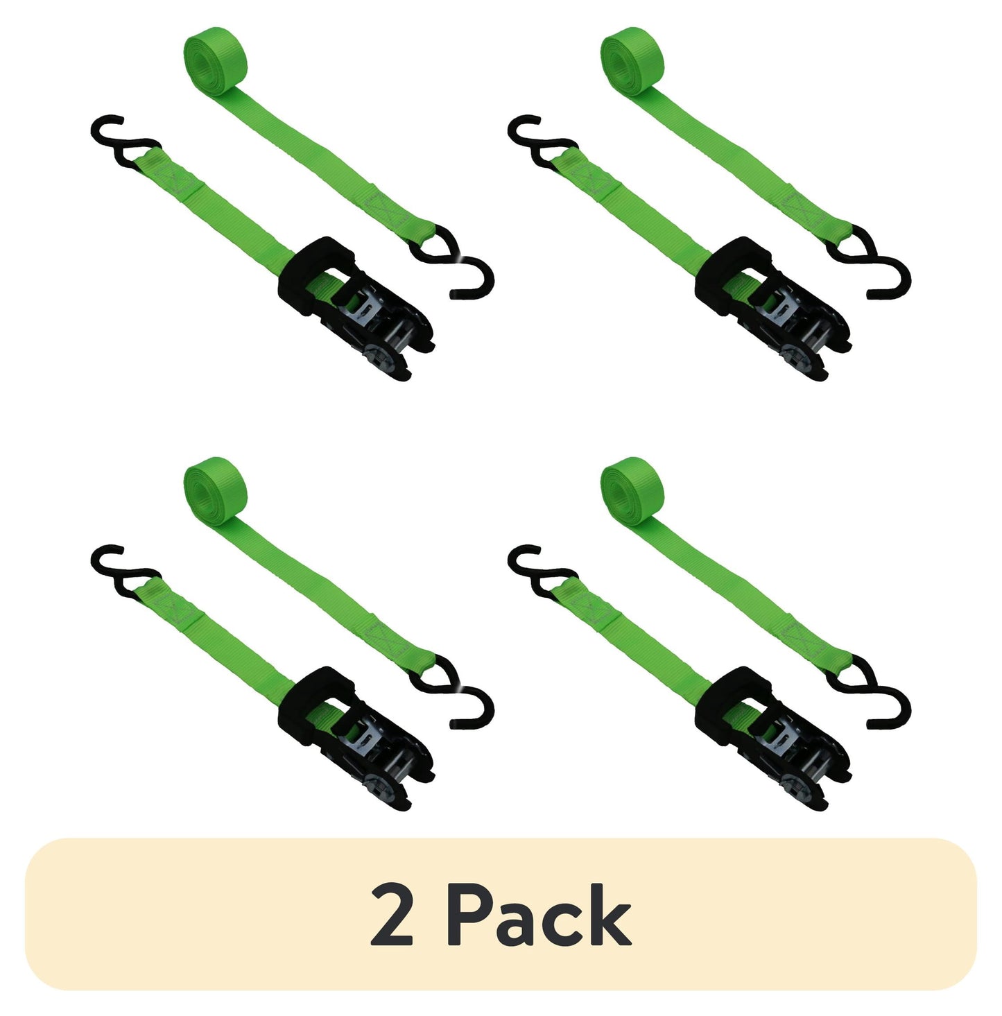 (2 pack) Hyper Tough 1 inch by 10 feet 500 lbs. S-Hook Ratchet Tie Down 4 Pack