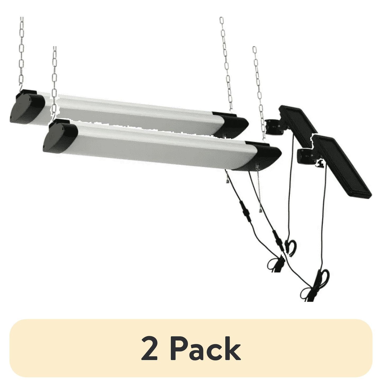 (2 pack) Hyper Tough Adjustable 1000 Lumen Solar LED Shop Light with Polycrystalline Panel