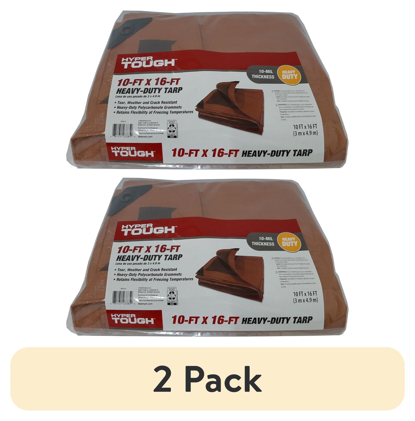 (2 pack) Hyper Tough Weather Resistant Heavy Duty 10 x 16' Polyethylene Tarp