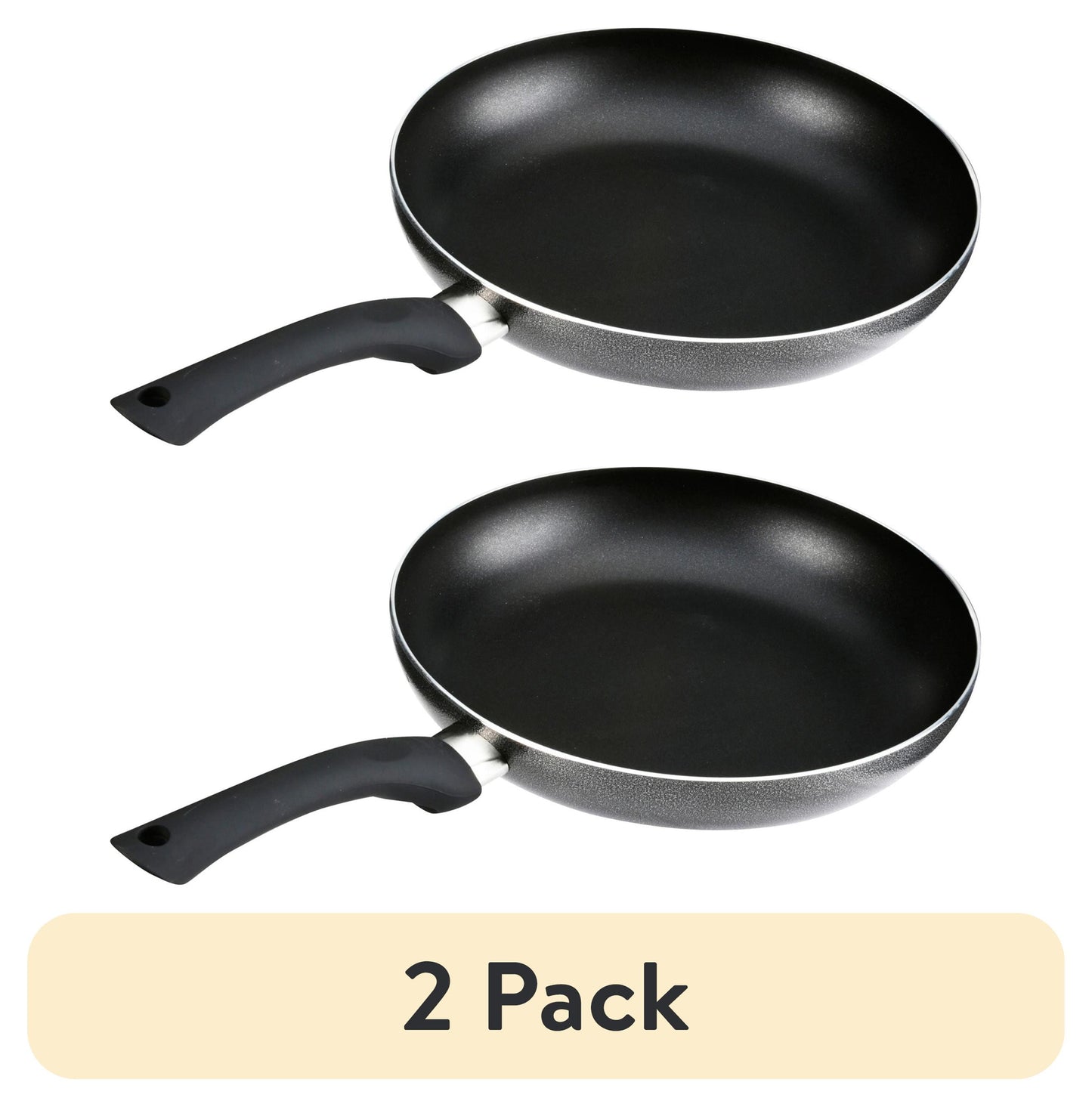 (2 pack) IMUSA 12in Charcoal Aluminum Nonstick Fry Pan with Soft Touch Handle, Black