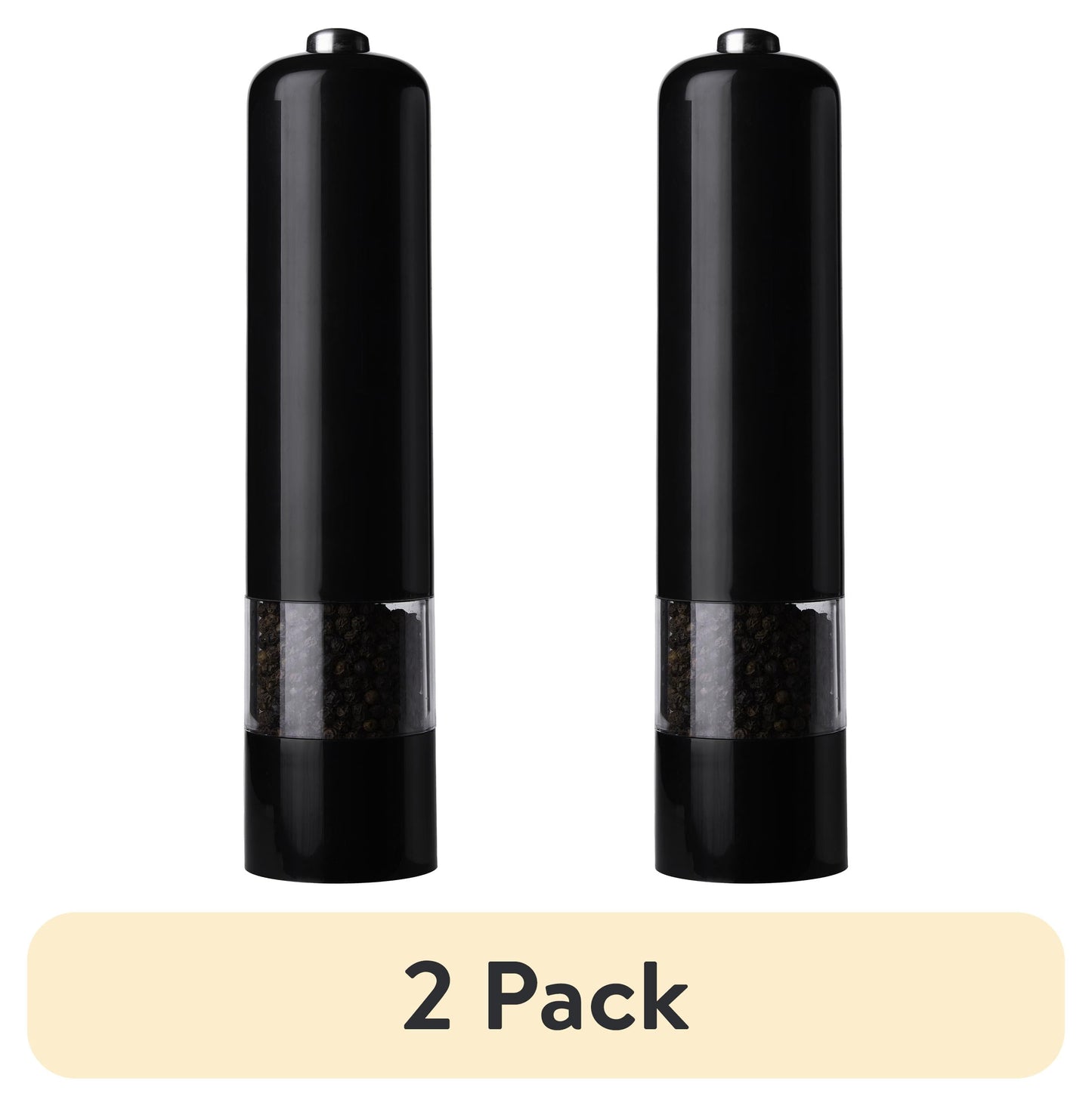 Kamenstein 8-Inch Battery Operated Prefilled Salt & Pepper Grinder Set, Black & White