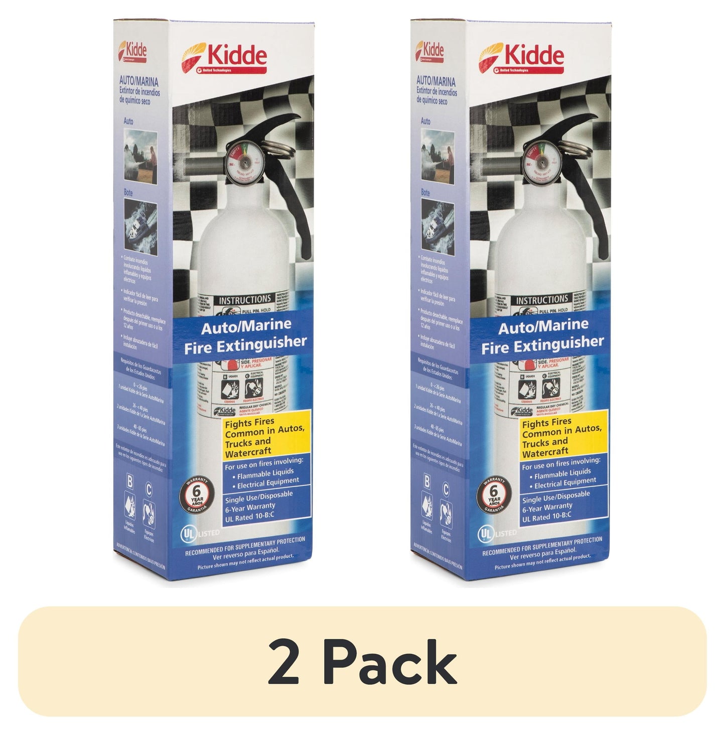 (2 pack) Kidde Auto/Marine UL Listed Fire Extinguisher, 10-B:C Rated