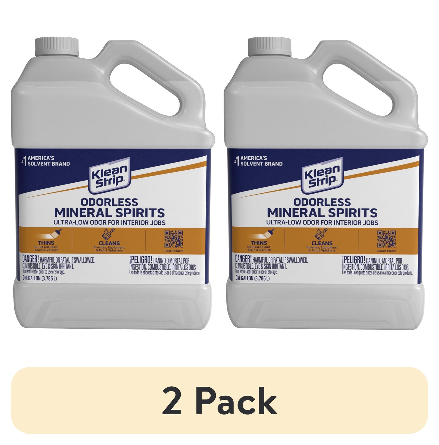 (2 pack) Klean-Strip Odorless Mineral Spirits, 1 Gallon