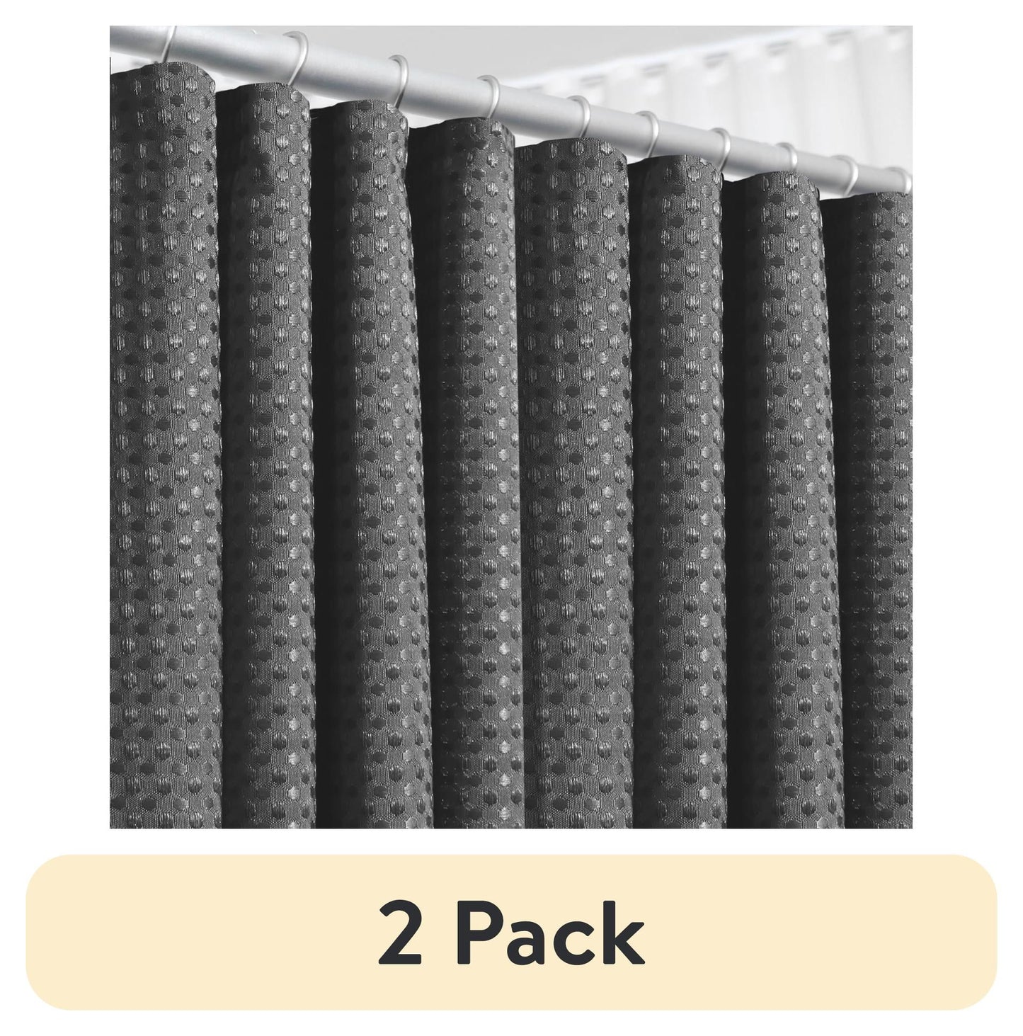 (2 pack) LammaLoe Gray Shower Curtains, Waffle Weave Heavy Duty Fabric Shower Curtain, 72†x 72" Hotel Luxury 256 GSM Bathroom Curtains