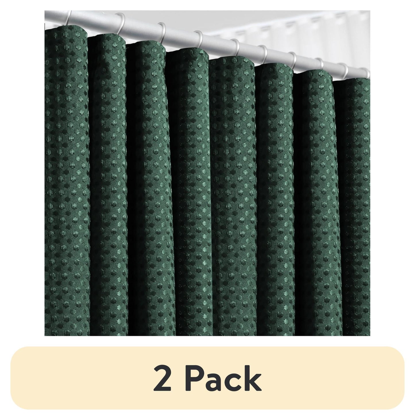 (2 pack) LammaLoe Hunter Green Shower Curtain, Waffle Weave Heavy Duty Fabric Shower Curtain, 72†x 72" Hotel Luxury 256 GSM Bathroom Curtains