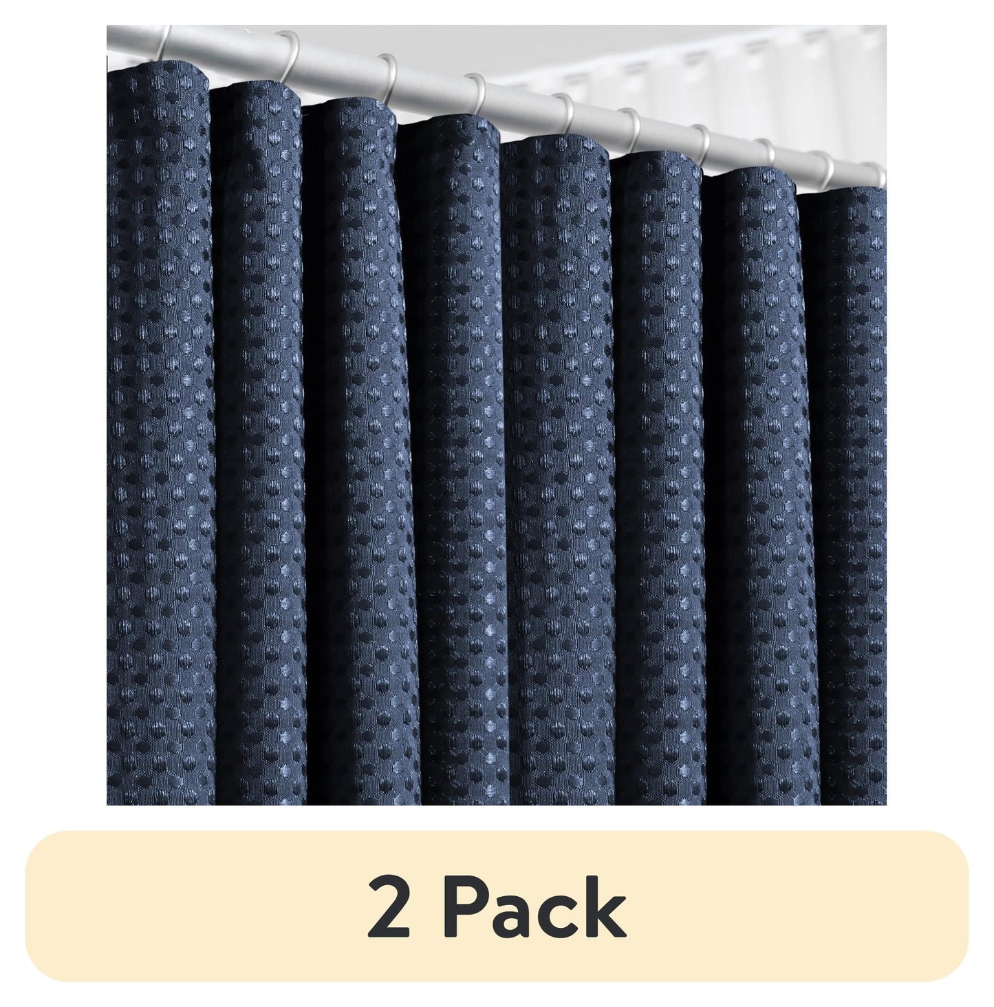 (2 pack) LammaLoe Navy Blue Shower Curtain, Waffle Weave Heavy Duty Fabric Shower Curtain, 72†x 72" Hotel Luxury 256 GSM Bathroom Curtains