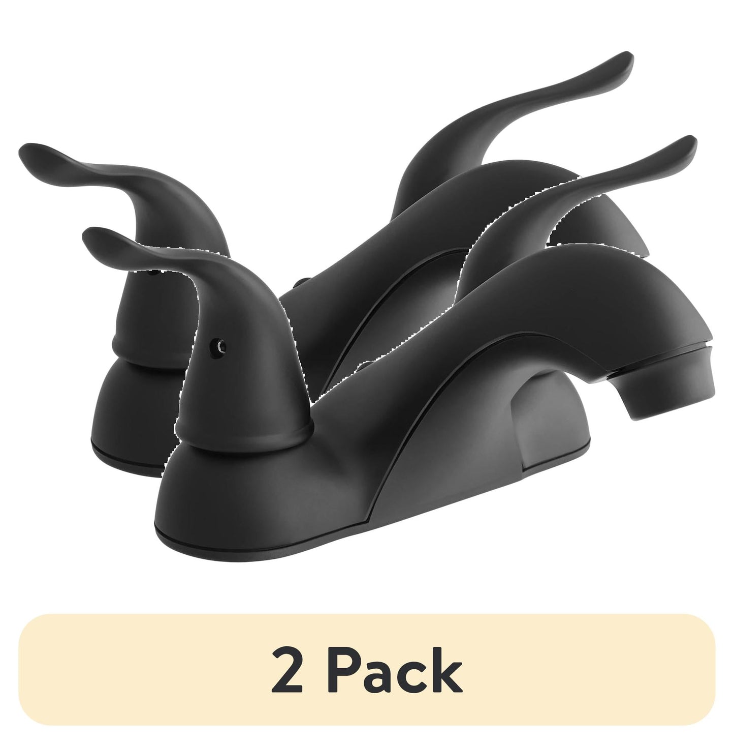 (2 pack) Mainstays 4-inch Centerset Bathroom Faucet with Push Pop-up, Dual Handle, Matte Black