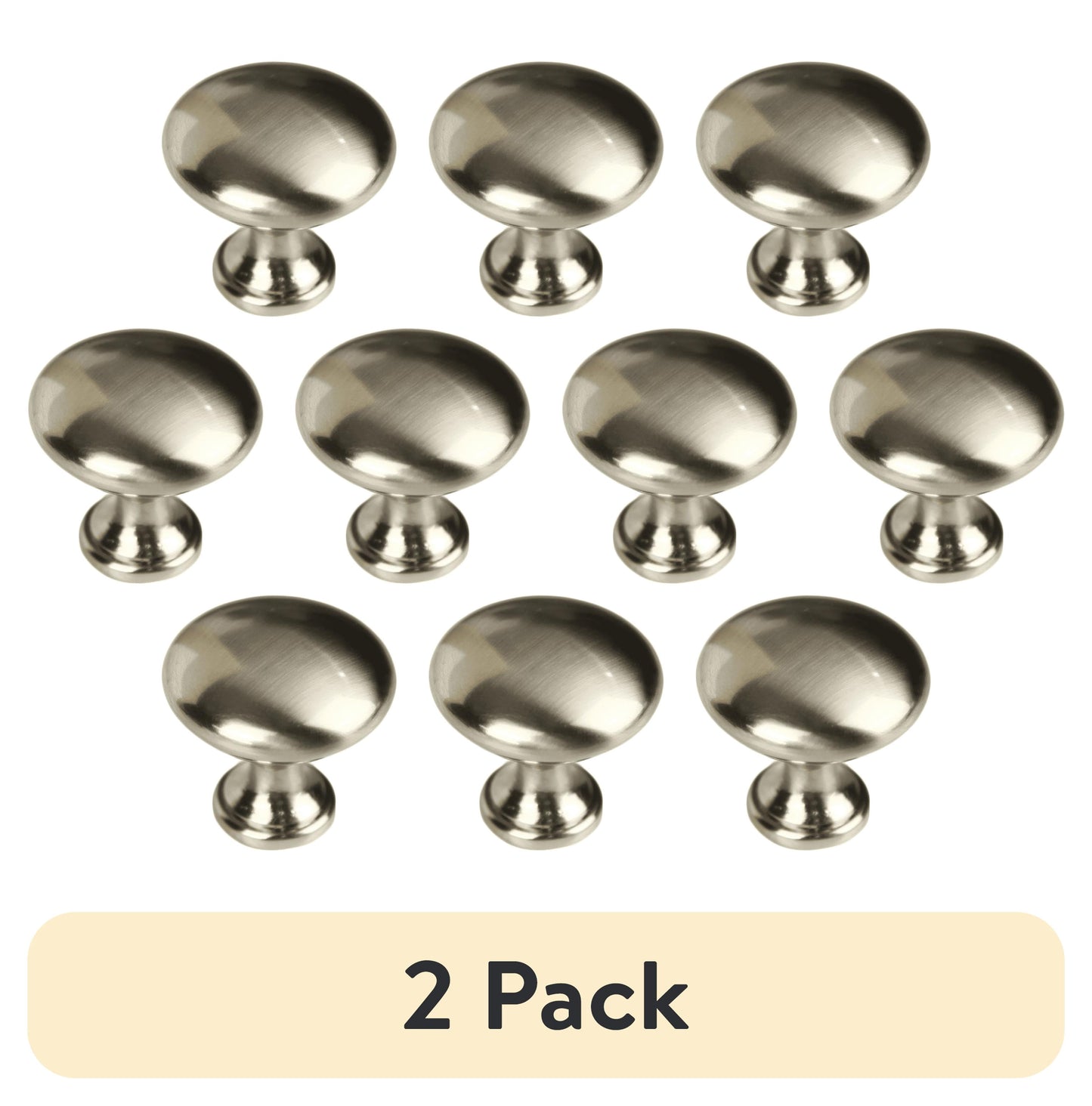 (2 pack) Mainstays Brushed Nickel Round Mushroom Knob, Steel, 10 Pack