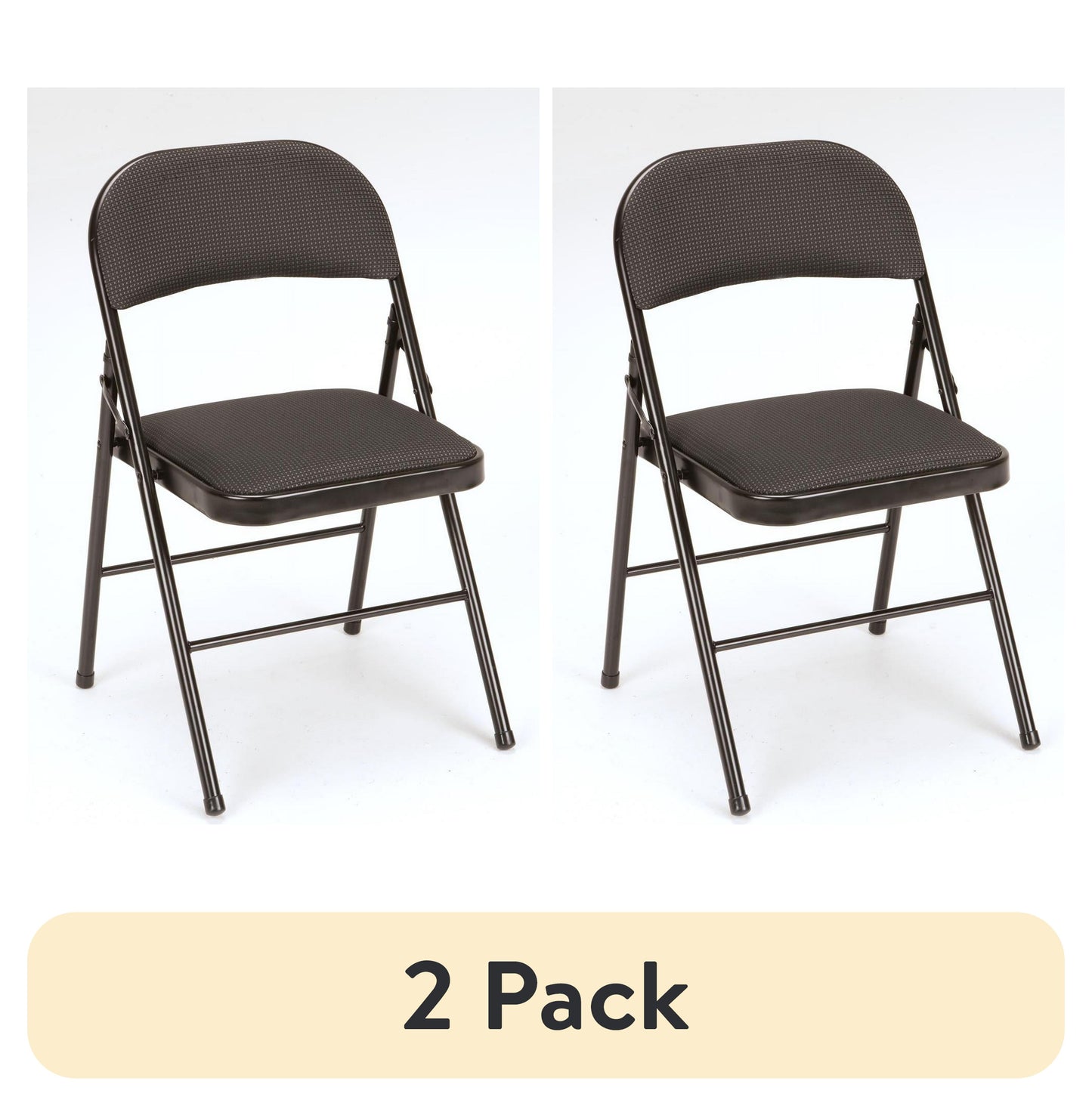 (2 pack) Mainstays Deluxe Fabric Padded Metal Folding Chair, Black