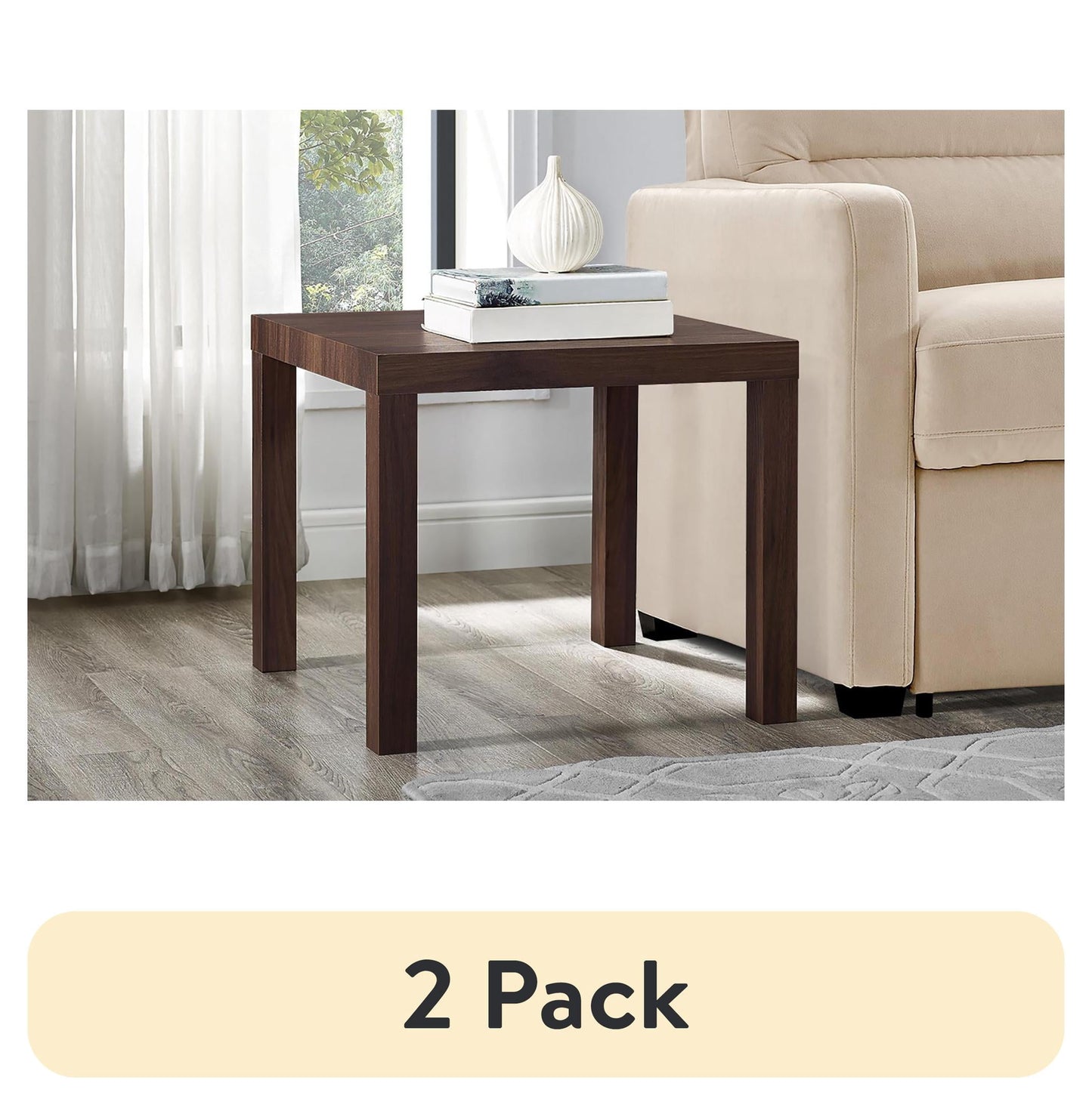 (2 pack) Mainstays Parsons End Table, Canyon Walnut