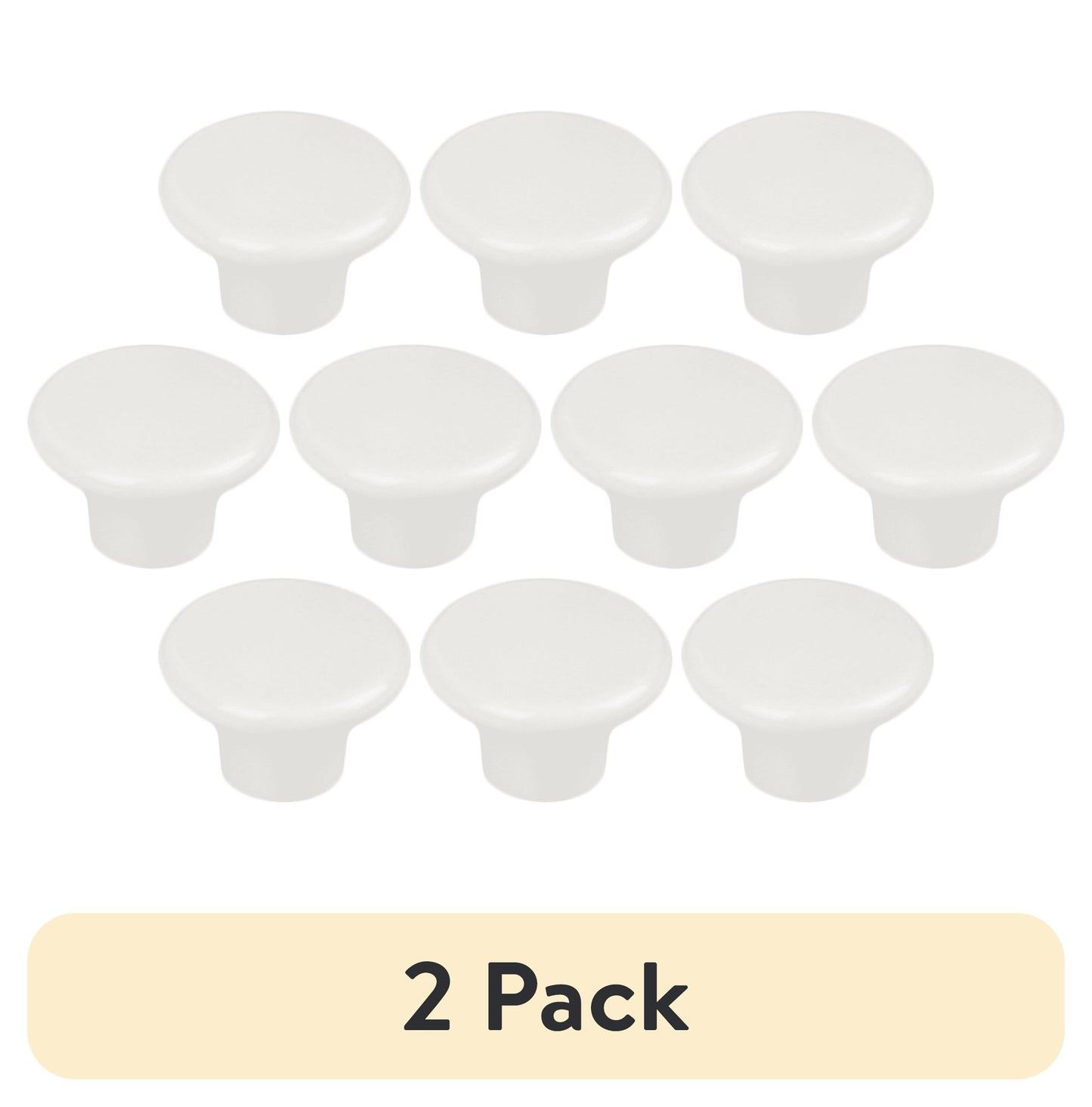(2 pack) Mainstays White Round Mushroom Knob, Plastic, 10 pack