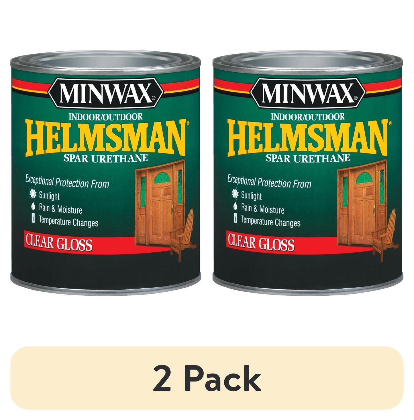 (2 pack) Minwax 63200444 Indoor/Outdoor Helmsman Spar Urethane, Gloss, Clear, 1 Quart, (1 Piece, 1 Pack)