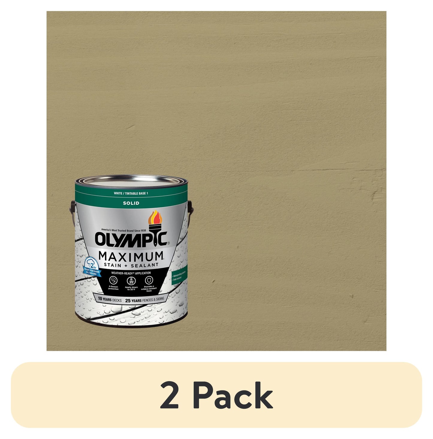 (2 pack) Olympic Maximum 1 Gallon SC-1006 Autumn Sand Solid Color Exterior Stain and Sealer in One