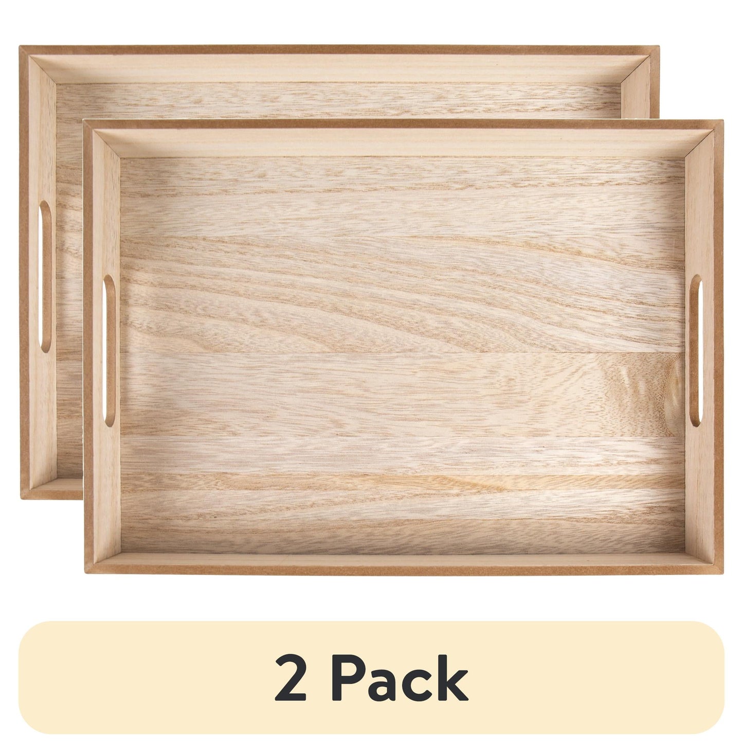 (2 pack) On the Surface Decorative Rectangle Tray, Customizable Serving Tray with Handles