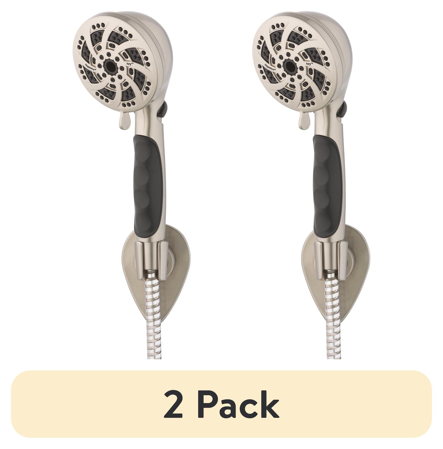 (2 pack) Oxygenics Fury RV Brushed Nickel 5-Setting Handheld Shower Head with 72-Inch Hose