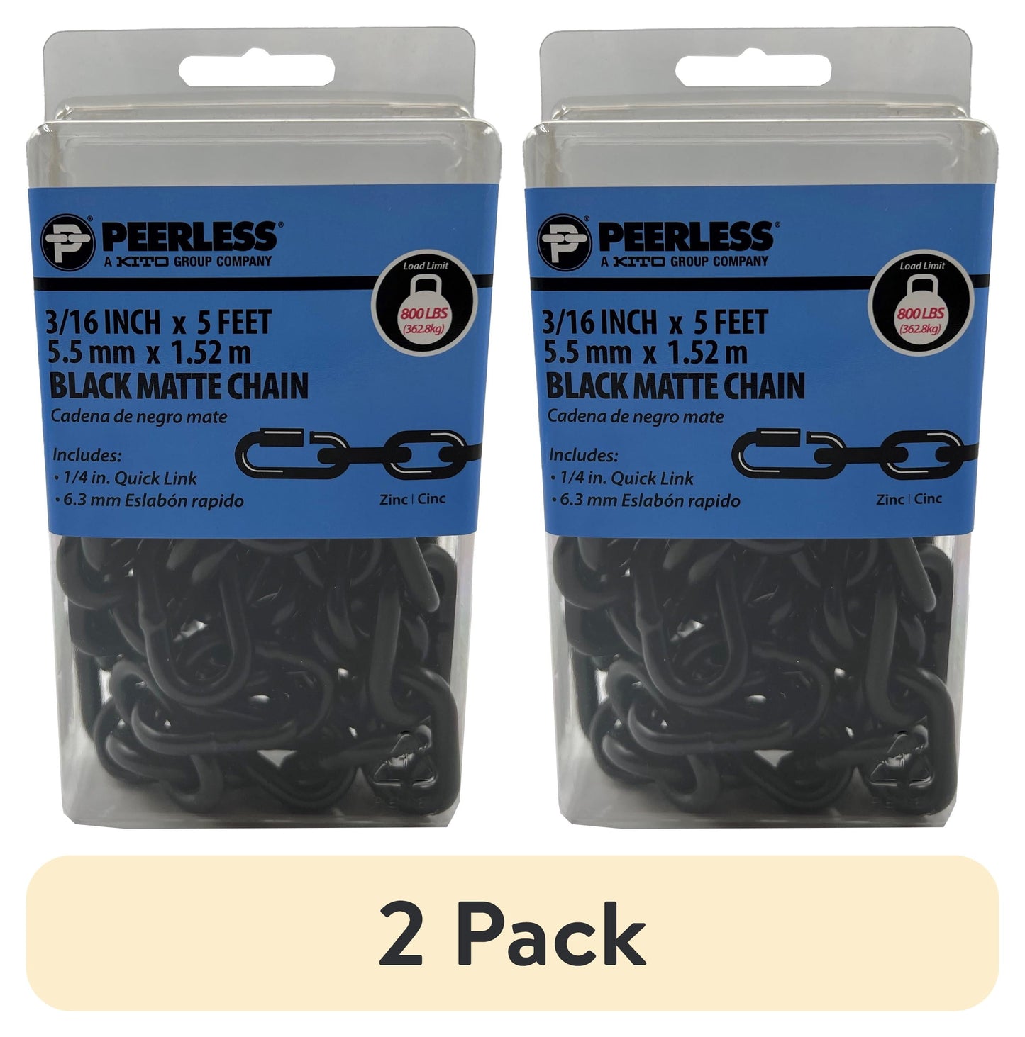Peerless Chain Black Matte Chain Kit 3/16 in. x 5 ft, #4755205