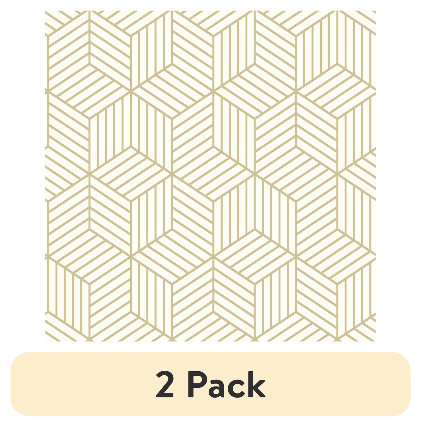 (2 pack) RoomMates Striped Hex Gold Peel and Stick Wallpaper, 1 Count