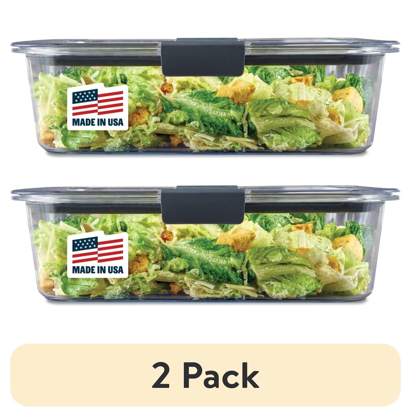 (2 pack) Rubbermaid Brilliance 9.6 Cup Large Stain-Proof Food Storage Container