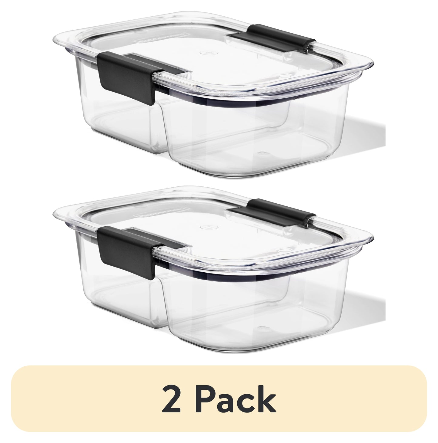 (2 pack) Rubbermaid Brilliance Rectangle Tritan 2.85 Cup Divided Meal Prep Open Stock, Best Used for Leftover Storage and Reheating
