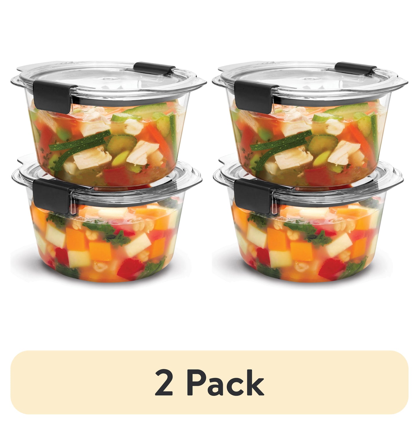 (2 pack) Rubbermaid Brilliance Round Tritan 3.5 Cup Value Pack, Well Suited to Refrigerator Organization