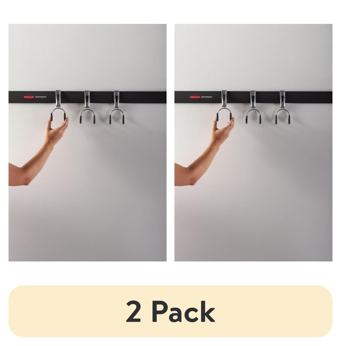 Rubbermaid Garage FastTrack Rail Compact Hook Bundle, 3-Pack, Satin Nickel