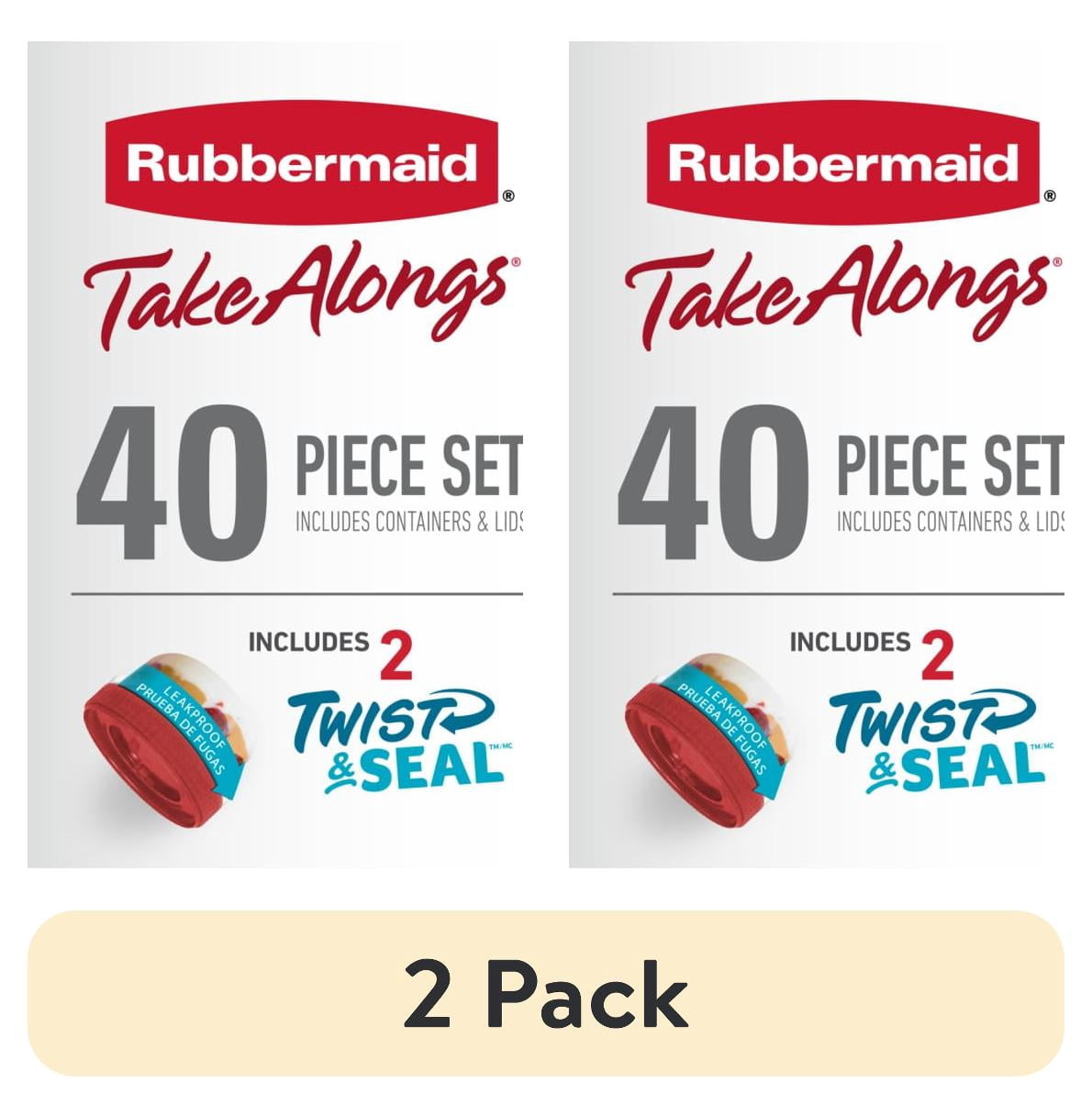 (2 pack) Rubbermaid TakeAlongs 40 Piece Food Storage Set, Red, Total of 12.6 Qts