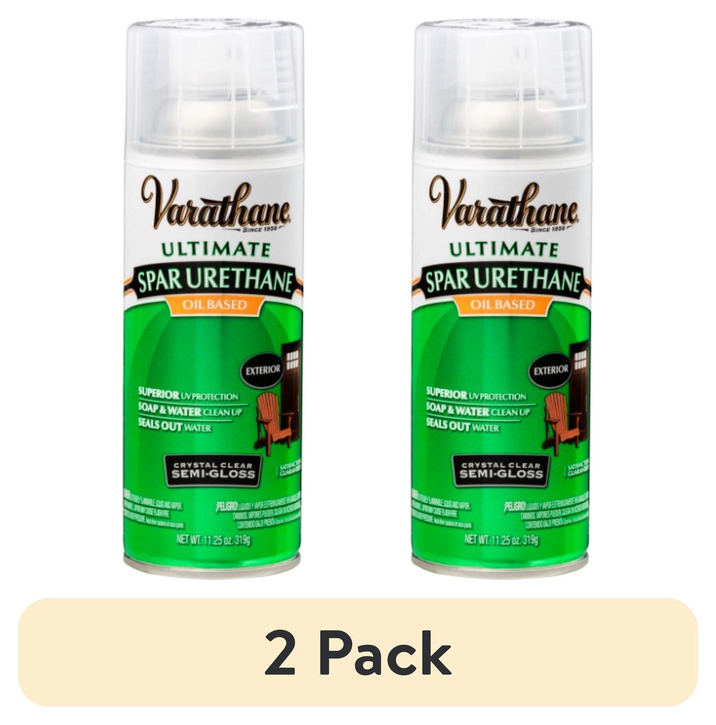 (2 pack) Clear, Varathane Ultimate Spar Urethane Oil-Based Semi-Gloss Spray-340408, 11.25 oz