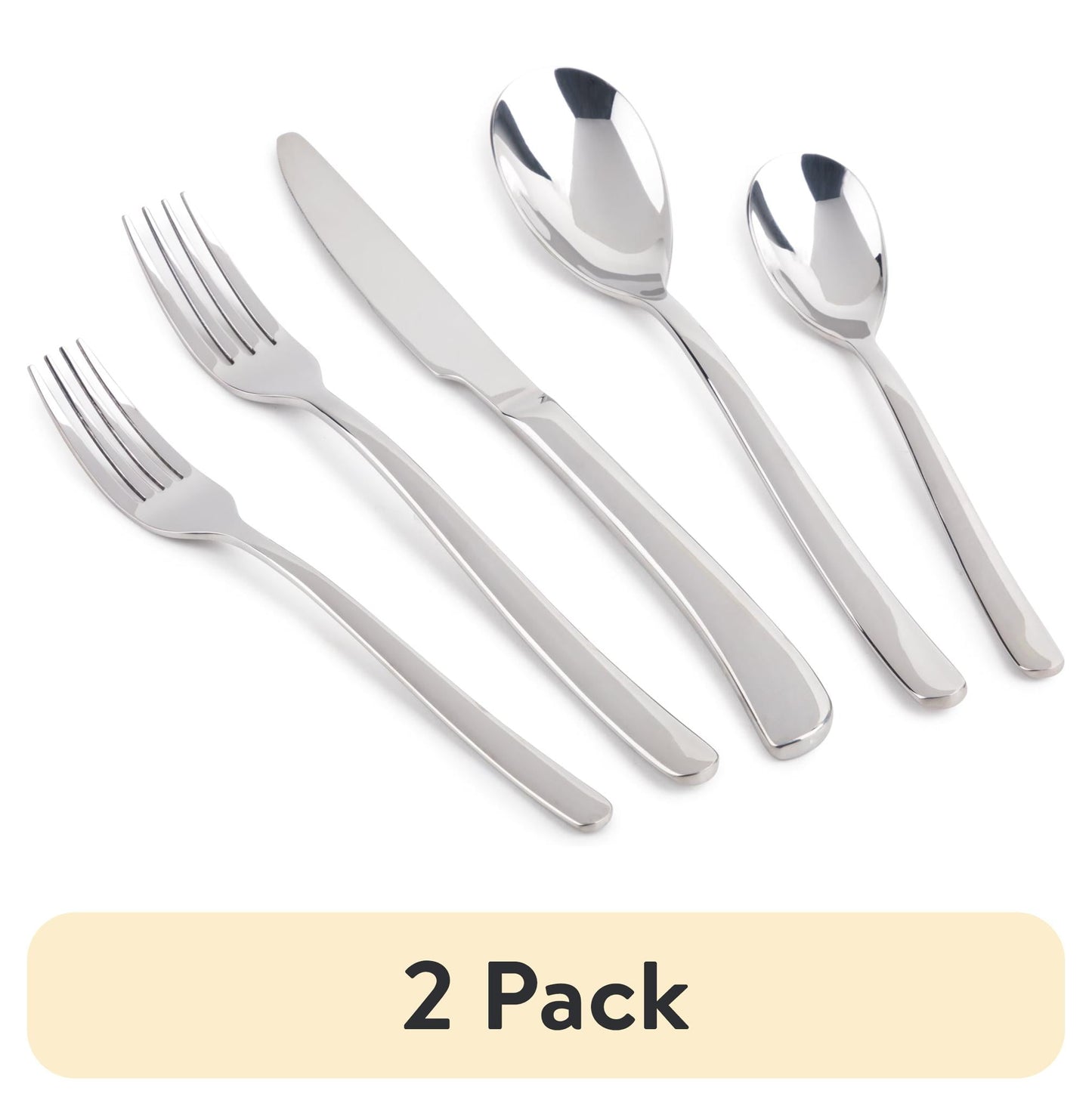 (2 pack) Thyme & Table 20-Piece Royal Stainless Steel Flatware Set, Stainless