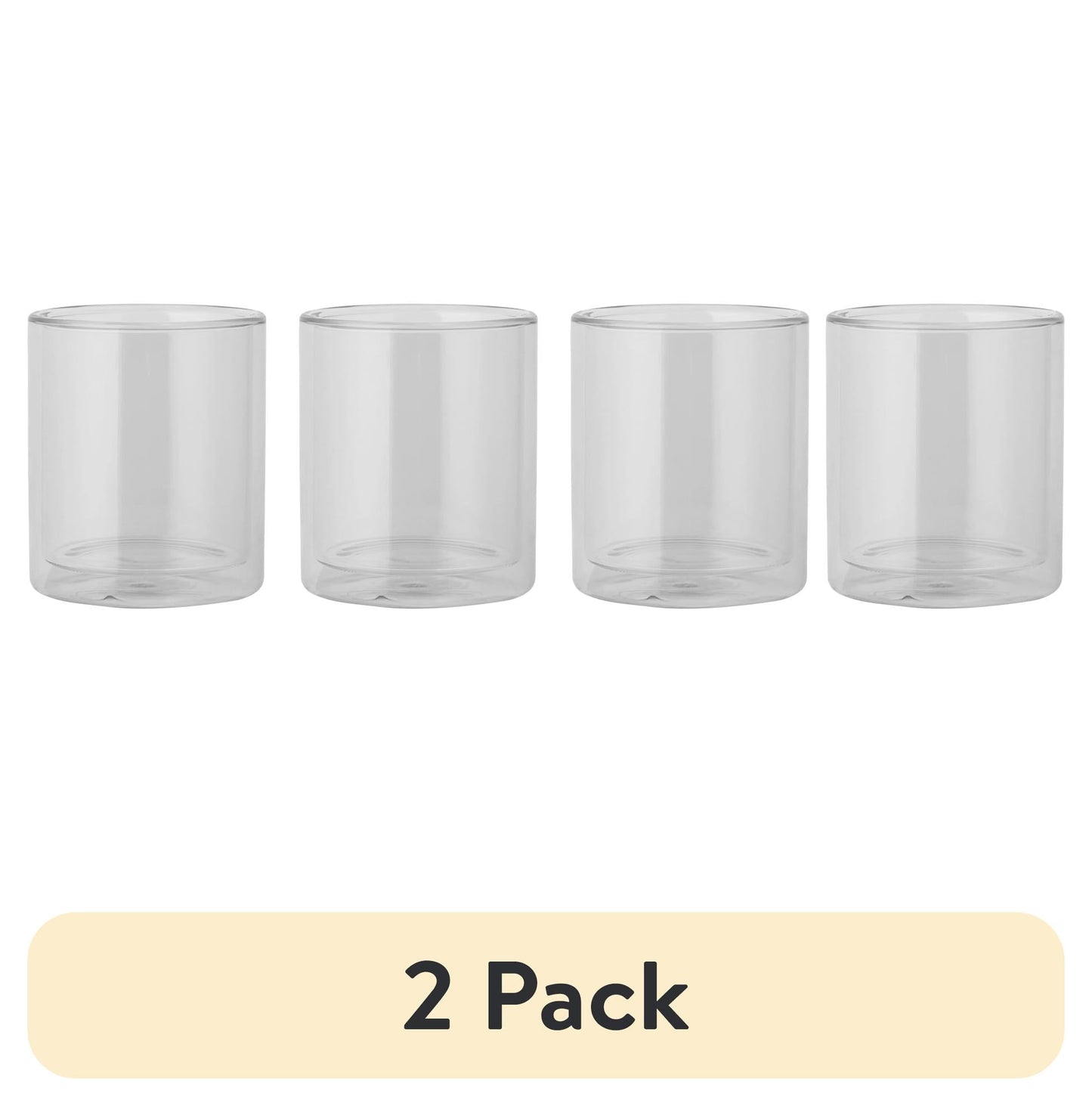 (2 pack) Thyme & Table 4-Pack 13oz Double Wall Drinking Glass Set, Clear