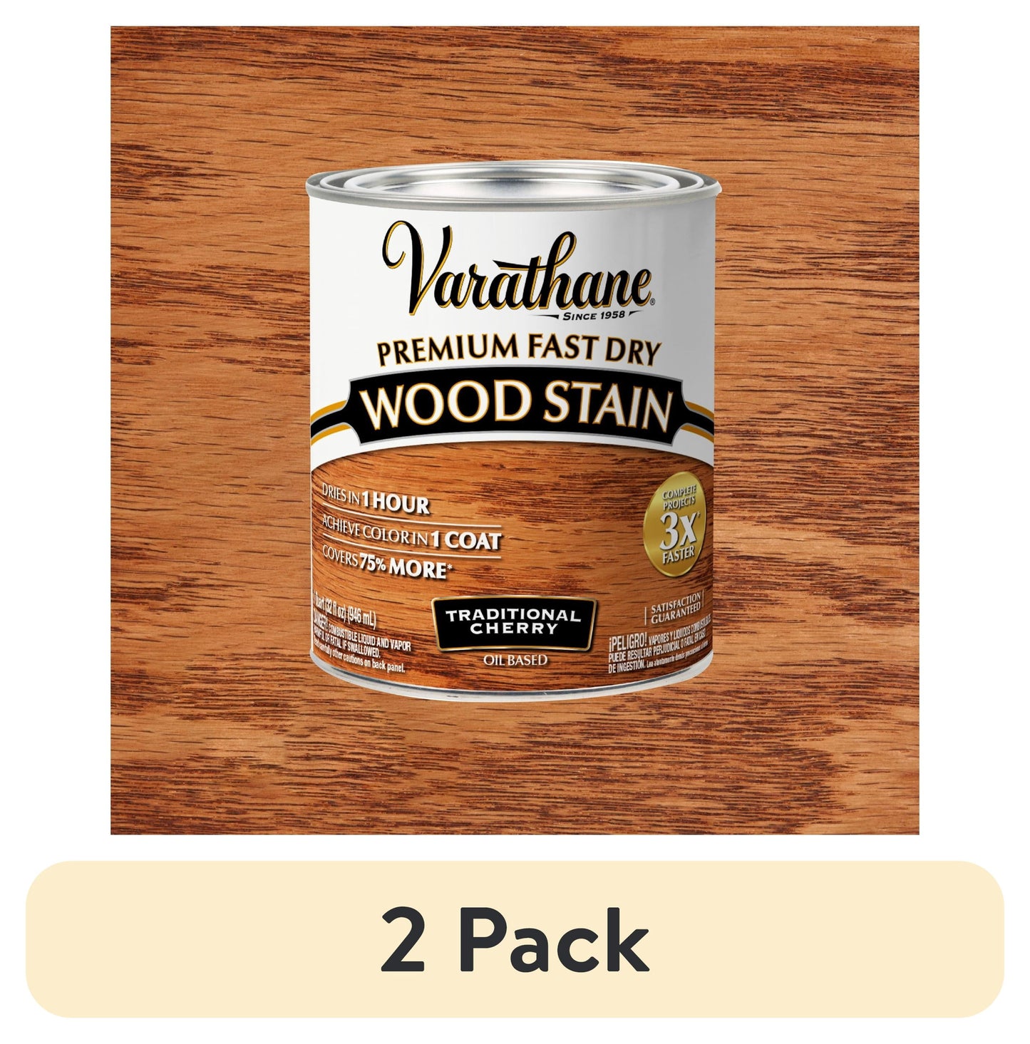 (2 pack) Traditional Cherry, Varathane Premium Fast Dry Wood Stain-262008, Quart