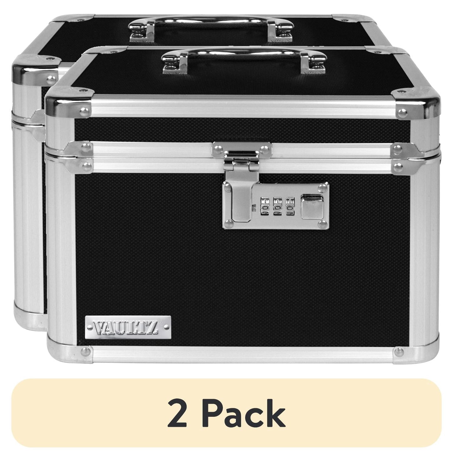 (2 pack) Vaultz Combo Lock Storage Box, Medium Density Fiberboard, 10†x 7.25†x 7.75â€, Black