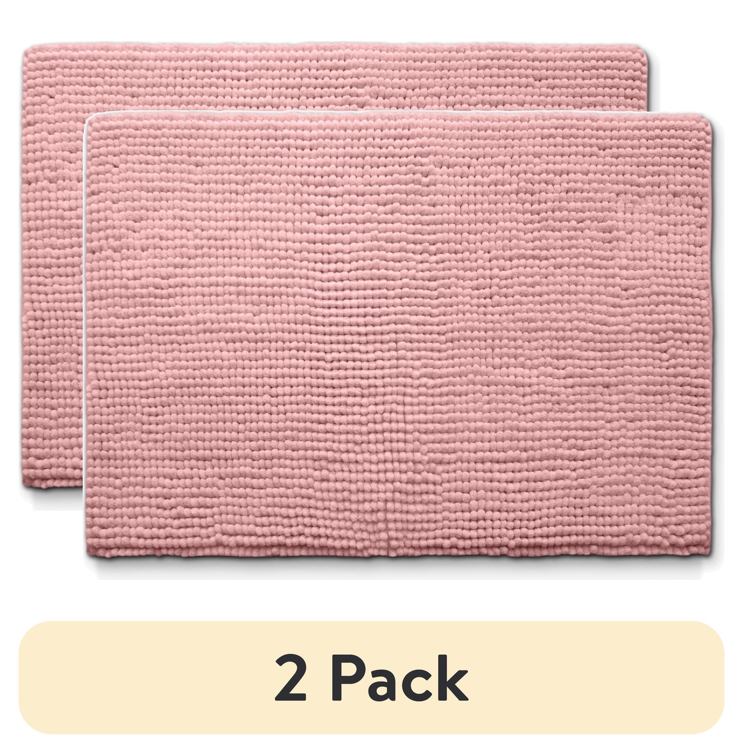 (2 pack) Your Zone Kids Pink Memory Foam Noodle Single Bath Rug with Nonslip Backside, 17" x 24"