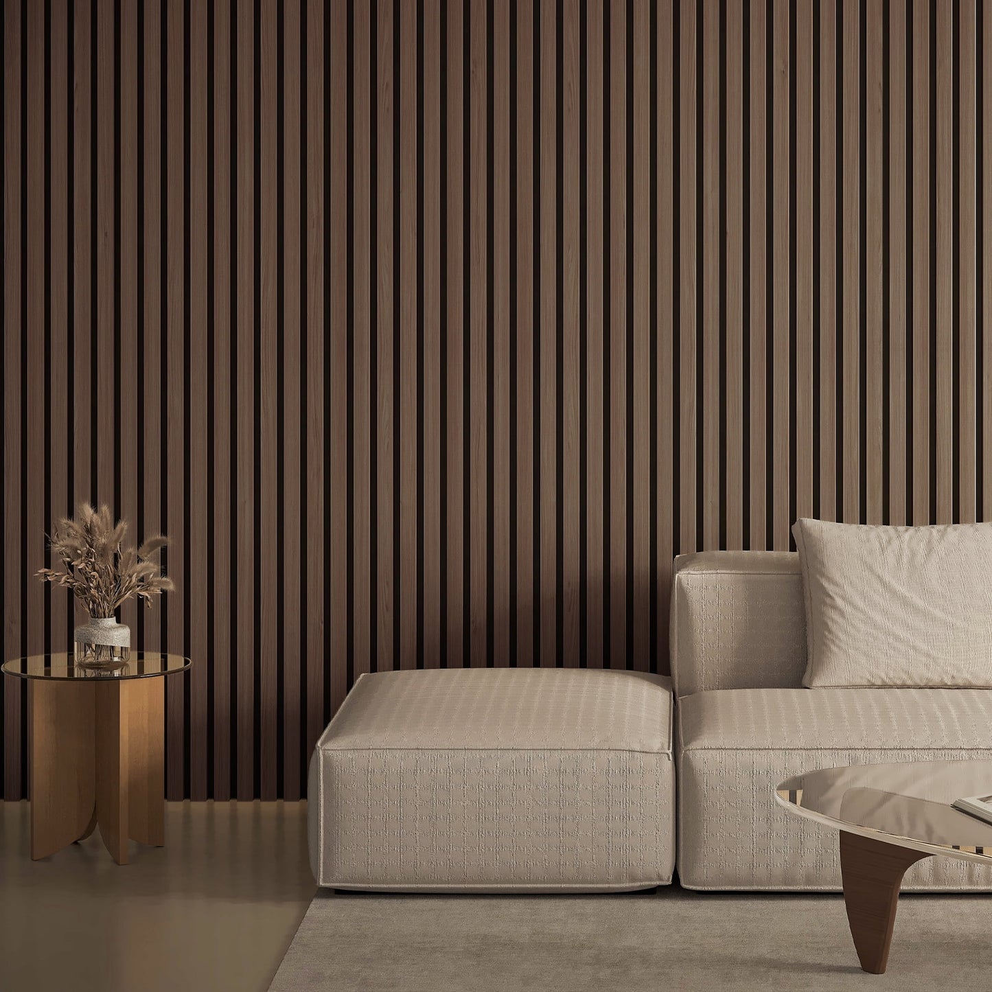 20 Pzas de Paneles de Pared Acústicos de Listones de Madera de 24" x 12" para Decoración Moderna de Paredes Interiores, Paneles de Pared de Madera con Acento de MDF, 40 Pies Cuadrados, Nogal