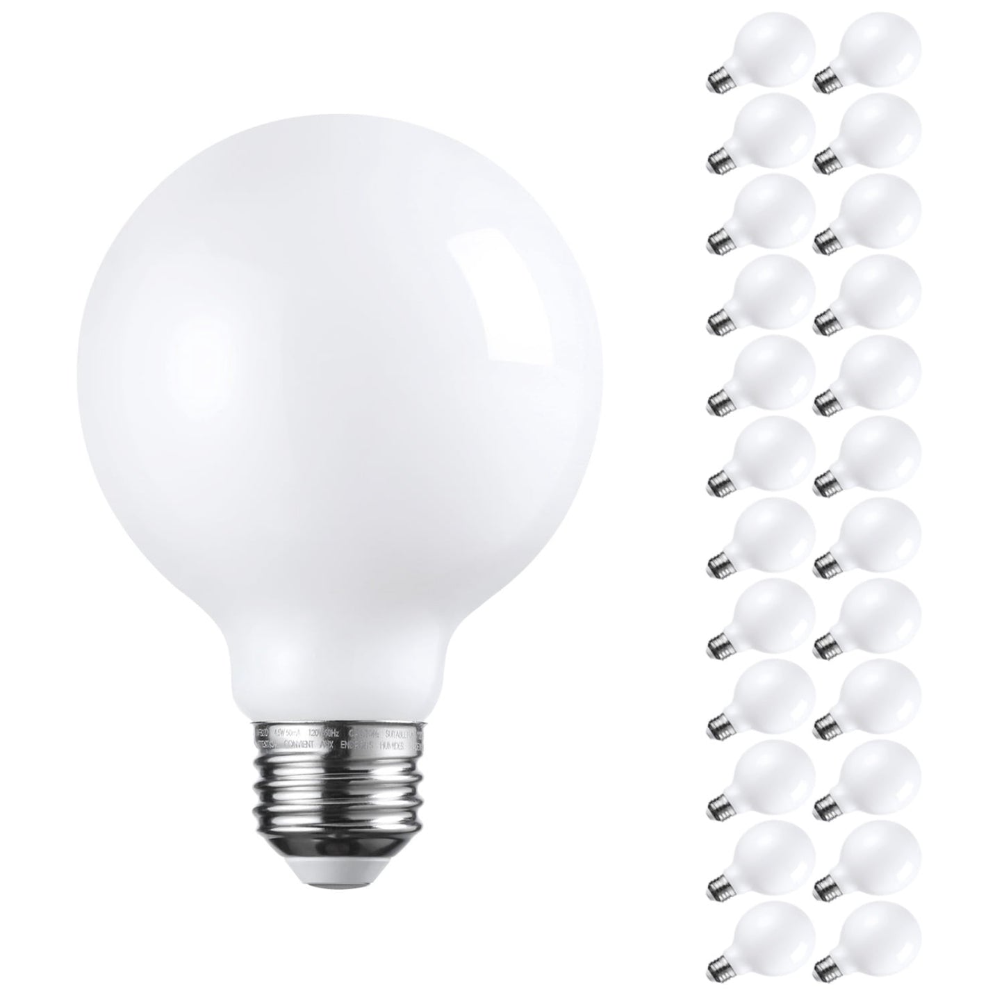 24 Pack G25 LED Light Bulbs Dimmable, Round Frosted Vanity Light Bulb for Bathroom, 4.5W(60W Eqv.), 500lm, E26 Base, 2700K Soft White