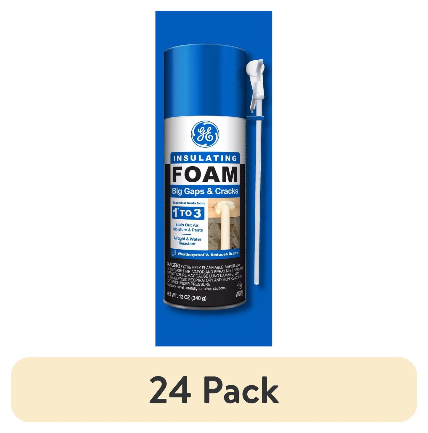 GE Big Gaps & Cracks Insulating Foam, Pack of 1, Yellow 12 oz Can